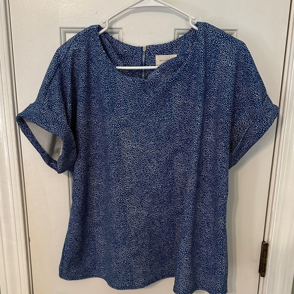 MELLODAY Navy Speckled Blouse